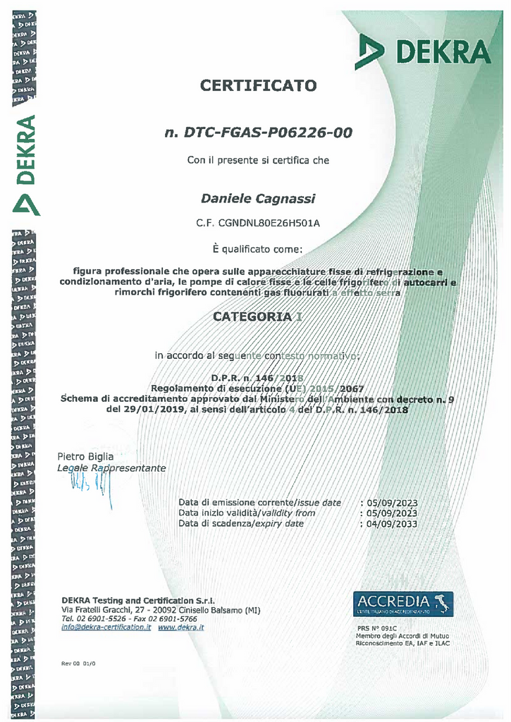 Certificato di Conformita DTC-FGAS-P06226-00
